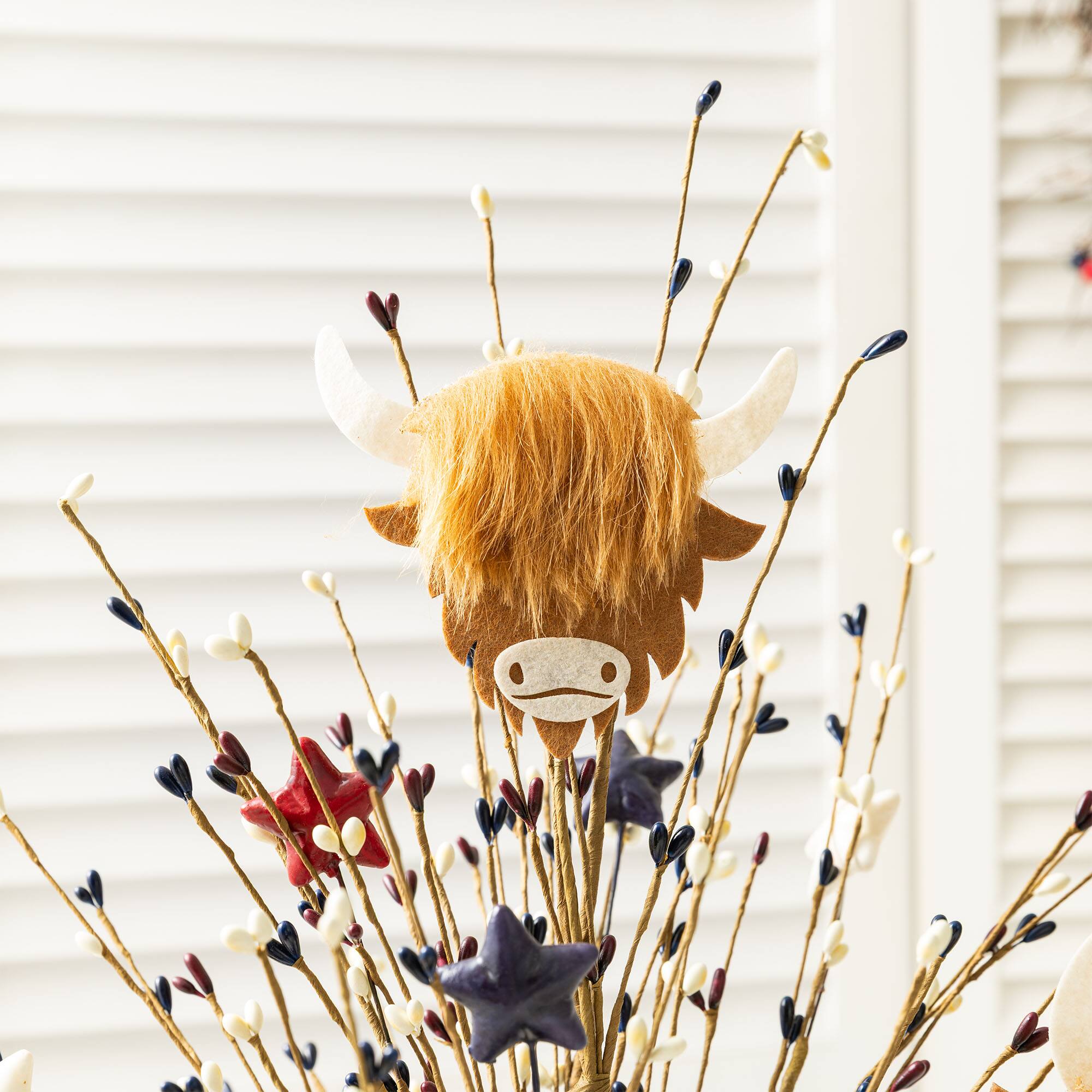 Glitzhome® 21" Patriotic Americana Highland Cow and Berry Table Tree